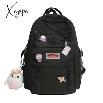 Xajzpa - Nylon Waterproof Women Backpack College Style Pure Color Schoolbag For Teenage Girls Cute